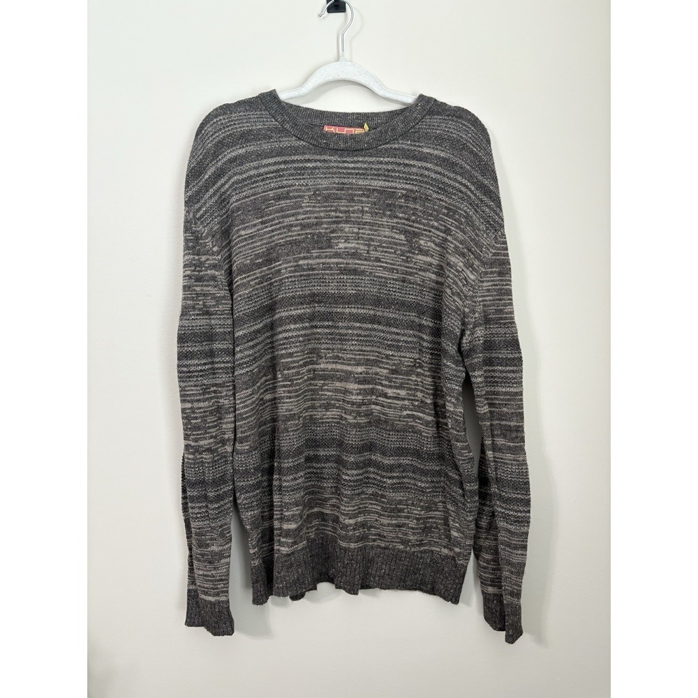 KUNA VTG Alpaca Blend Sweater XXL Grey Space Dye Crewneck Knit Men Y2K Peru EUC